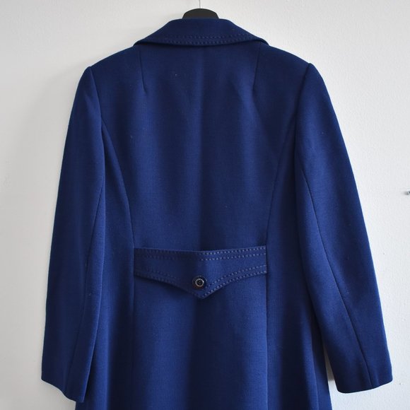Vintage 1960's Navy Blue Wool Fall/Spring Coat - Picture 3 of 6